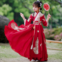 Chinese style girls Hanfu Red childrens costume Super fairy 2021 New Baby Tang suit high-end autumn lace women