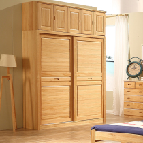 Modern all solid wood pine wardrobe sliding door 1 m 2 sliding door bedroom door bedroom log locker children adult cabinet