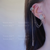 Milk Sweetheart SUPER FAIRY Inlaid Drilling Minimun Oins Wind Ear clip one-piece Earrings Teenage Earrings Chew Chain