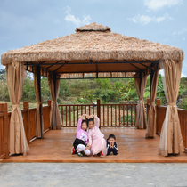Outdoor thatched tent awning canopy canopy large farmhouse courtyard open-air four-legged umbrella pavilion shed