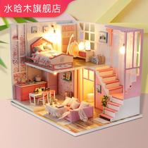 diy lodge handmade mini small house art villa assembled wooden model girl gift toy