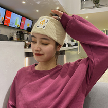 Korean wide-brimmed big standard letter net red hair band headdress Spring and summer knitted wool headband simple solid color face hair band