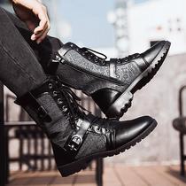  Hong Kong trendy brand mens shoes 2021 new spring and autumn Martin boots mens high-top casual trend Korean black leather boots