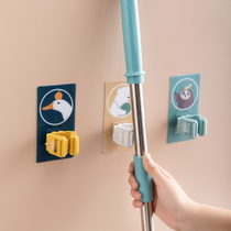  Mop hook punch-free bathroom strong mop fixing buckle wall nail-free wall-mounted toilet mop clip artifact