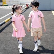 Kindergarten garden dress Summer dress College style childrens graduation photo clothing Summer short-sleeved class suit suit Primary school school uniform