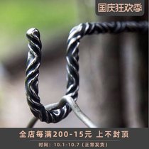 Reforged titanium alloy lamp adhesive hook handmade twist pattern retro outdoor camping light tent tent pole lamp holder