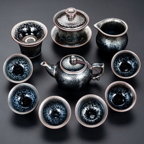 Construction of a tea set Tea Set Home Kung Fu Tea Cup High-end Cover Bowl Teapot Teapot Delivery Luxury High-end Gift Box With Oil Drop