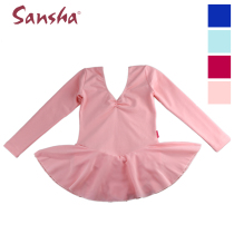 Sansha Sansha childrens ballet dance dress cotton long sleeve Gong practice chiffon dress dress gymnastics suit can be opened