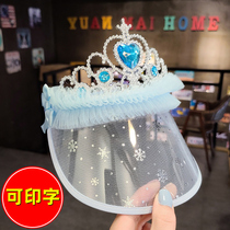 Childrens sun hat Empty top visor Baby cap hat Crown bow cartoon cool hat Summer sunscreen hat