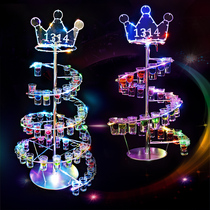 Bar KTV spiral 60-hole colorful LED light charging luminous cocktail shelf bar creative bullet wine cup holder