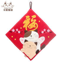 Japanese design KINE cat handmade patchwork pure cotton fabric art stacked Cat Spring Festival door linkage door hanging wall hanging lucky Cat