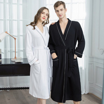 Couple nightgown men and women cotton long Japanese robe waffle hotel absorbent quick-drying cotton four seasons bathrobe