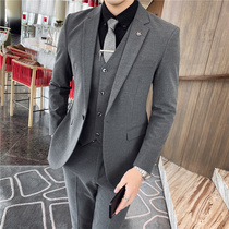 Summer suit Mens suit Jacket suit Casual Korean version of the trend Slim mens wedding British style business dress