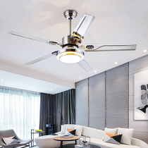 Large wind force stainless steel large ceiling fan lamp home living room bedroom dining room simple modern with electric fan chandelier integrated