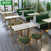 Milk tea shop table and chair combination hamburger shop sofa booth coffee western restaurant snacks dessert barbecue fast table chair