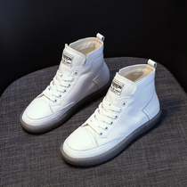Leather high-top small white shoes women 2021 New flat non-slip casual size small leather boots soft bottom explosion model short boots women