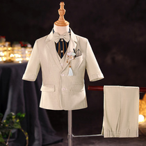 Childrens suit suit suit 2021 new summer short sleeve flower boy dress catwalk piano performance little boy