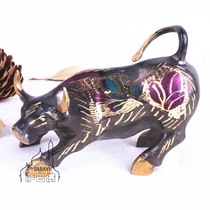 Pakistan hand carved pattern color copper cow Wangcai transshipment Animal characteristics art crafts gifts
