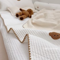 ins Wind Korean bear embroidery quilted sheets cotton mattress crib pad pad baby photo photography props
