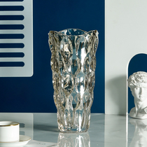 European-style light luxury streamer glass vase transparent living room table model room ornaments hotel flower arrangement decoration crafts