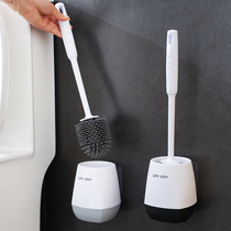 Toilet brush no dead corner washing toilet brush wall hanging long handle silicone brush hanging wall household toilet cleaning set
