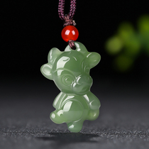 Hetian Jade 12 Zodiac Year of Life Genus Rat Cow Tiger Rabbit Dragon Snake Horse Sheep Monkey Chicken Dog Pig Jade Pendant Necklace