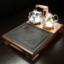 Wujinshi solid wood tea tray set small simple household tea table one body automatic electric heating magnet stove tea tray