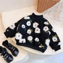 Balabala girls plus velvet vests 2021 winter new baby casual embroidery flowers padded jacket foreign style