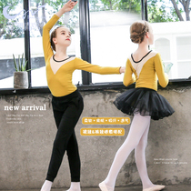 Childrens dance clothing girls long sleeve practice clothing autumn and winter cotton trousers ballet skirt children Chinese dance suit