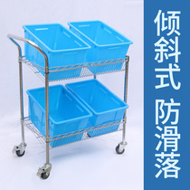 E-commerce warehouse picking truck Sorting car oblique pocket net double-layer trolley Small bevel logistics picking truck picking car