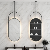 Nordic hanging mirror Hanging elliptical mirror Simple dresser makeup mirror Bathroom hanging mirror Bathroom mirror with lamp hanging mirror