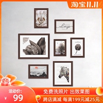 Bedroom porch childrens room small wall photo wall solid wood photo frame free punching free photo design