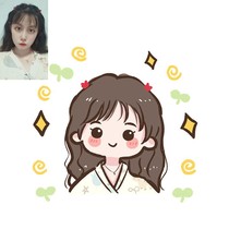 Ly hand-painted Q version portrait design couple cartoon character Image live-action photo comic custom family portrait C