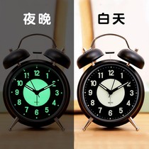 Nordic alarm clock students with creative personality bedroom silent bedside luminous small alarm bell children clock retro style 0920