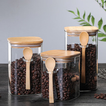 Japanese square sealed jar glass bottle coffee bean storage jar household milk powder tea jar food storage jar