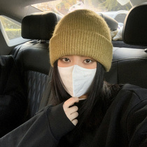 Hat female autumn winter wool hat tide Korean version of warm ear protection cold cap cap solid color Joker face small knitted hat