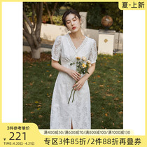 Solo Bouquet Womens Dress Retro Temperament White First Love Fairy Skirt 2022 Summer New Pine Law Lace Dress dress
