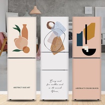 Simple modern Nordic creative refrigerator film refurbished sticker painting full sticker double Open Door self-adhesive removable