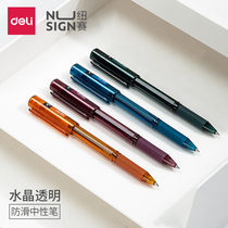 (3 sets) the antique color pull cap neutral pen crystal transparent 0 5mm bullet head smooth smooth black pen quick drying ink office signature pen water brush title pen NS558
