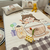 Latex mat three-piece bed 0 9M Rice washable folding summer student dormitory children cartoon ice silk mat