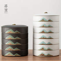 Tea can Ceramic large storage tea wake up tea White tea Puer tea cake can Tea packaging storage box household