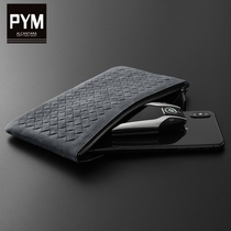 Mens hand grab bag wallet light and luxurious fur hand grip bag leather bag business mobile phone bag genuine leather mens casual handbag