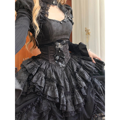 taobao agent Skeleton, evening dress, small princess costume, Lolita style, with embroidery