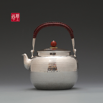 Silver pot sterling silver 999 kettle Japanese fine workshop silver pot brewing tea home handmade a beat