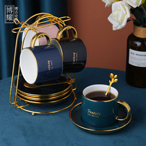 Ceramic ins wind hanging ear coffee cup exquisite set Luxury gold European-style high-end cups saucers spoons water supplies Afternoon tea