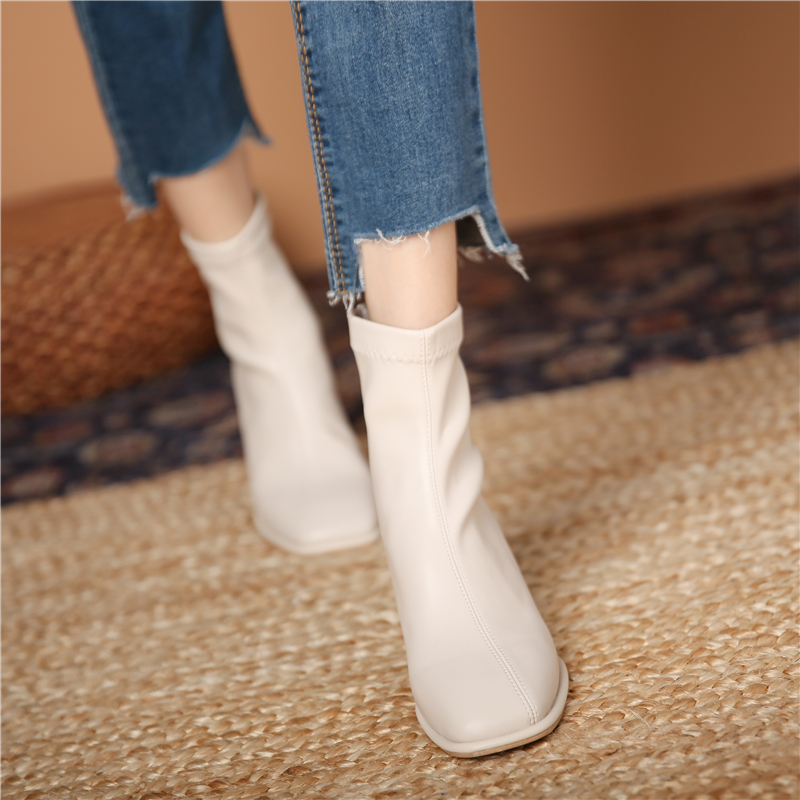 Boots Children 2023 New Thin Boots Summer Thick Heel Thin Short Boots White Spring and Autumn Women's Shoes Mid Sleeve Martin Boots