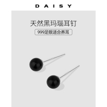 999 pure silver natural agate nail woman Jane about small raising earrings earrings 2023 New wave small crowdwear