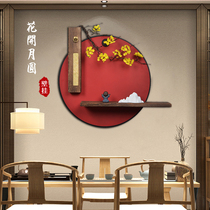 New Chinese style entrance wall decoration door background wall guest restaurant wall round solid wood Zen three-dimensional pendant