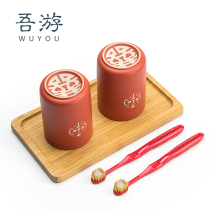 Wedding wash cup wedding supplies Red simple brush tooth Cup wedding Cup ceramic tooth cylinder red custom