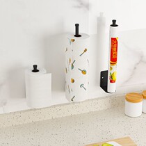 Kitchen paper towel rack Stainless steel creative wall-mounted fresh bag cling film storage rack Free hole bathroom storage rack